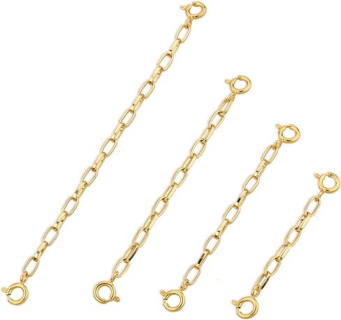 4PCS 18K Gold Plated Necklace Extender - Delicate Necklace Extenders Chain Set for Women, Chain Extender for Necklaces Bracelet, Necklace Extenders Gold in Kuwait