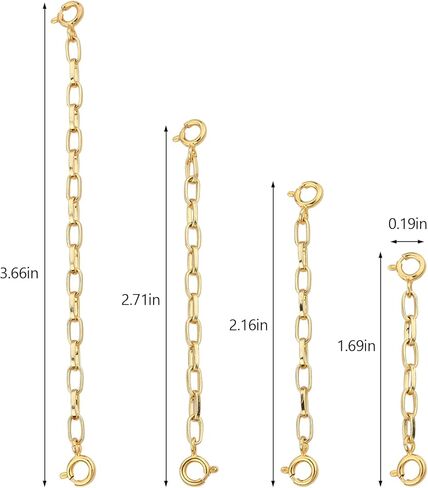 4PCS 18K Gold Plated Necklace Extender - Delicate Necklace Extenders Chain Set for Women, Chain Extender for Necklaces Bracelet, Necklace Extenders Gold in Kuwait