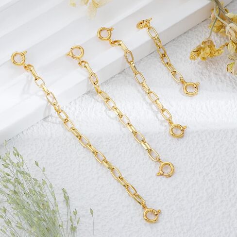 4PCS 18K Gold Plated Necklace Extender - Delicate Necklace Extenders Chain Set for Women, Chain Extender for Necklaces Bracelet, Necklace Extenders Gold in Kuwait