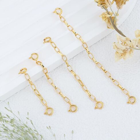 4PCS 18K Gold Plated Necklace Extender - Delicate Necklace Extenders Chain Set for Women, Chain Extender for Necklaces Bracelet, Necklace Extenders Gold in Kuwait