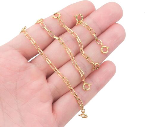 4PCS 18K Gold Plated Necklace Extender - Delicate Necklace Extenders Chain Set for Women, Chain Extender for Necklaces Bracelet, Necklace Extenders Gold in Kuwait