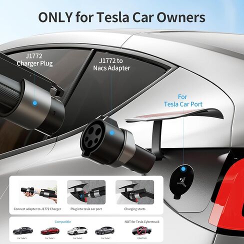 محول شاحن QIAO J1772 إلى Tesla، بحد أقصى 80 أمبير 250 فولت، مستوى 1 و2 شحن سريع للتيار المتردد، SAE J1772 إلى موصل NACS لطراز Tesla 3/Y/X/S in Kuwait