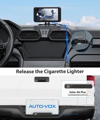 شاحن USB AUTO-VOX تيار مستمر 5 فولت إلى 12 فولت كابل شحن للكاميرا الاحتياطية اللاسلكية، طاقة 4 دبابيس، لا تشغل ولاعة السجائر RV/وصول السيارة in Kuwait