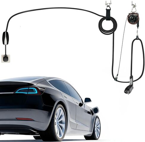 EV Charger Cable Retractor, Universal EV Charger Retractable Cable Management System, Garage Charging Cable Organizer for All Level 2 Chargers-Mounts to Ceiling and Wall in Kuwait