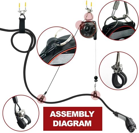 EV Charger Cable Retractor, Universal EV Charger Retractable Cable Management System, Garage Charging Cable Organizer for All Level 2 Chargers-Mounts to Ceiling and Wall in Kuwait