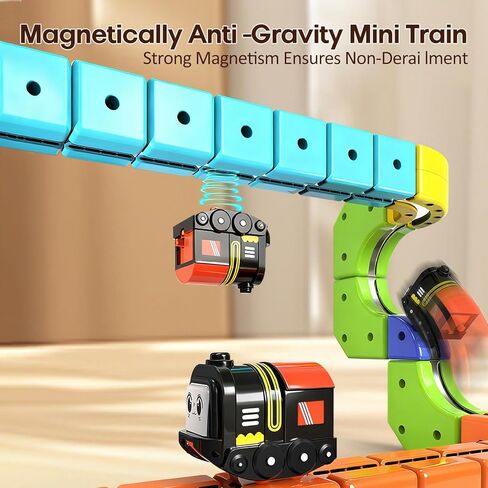 3D Gravity-Defying Electric Magnetic Train Set,Modular Reconfigurable Race Track Kit, STEM Educational Building Toy for Kids 3-12, Safe & Durable for Boys Girls in Saudi Arabia