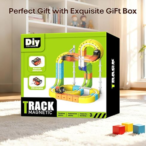 3D Gravity-Defying Electric Magnetic Train Set,Modular Reconfigurable Race Track Kit, STEM Educational Building Toy for Kids 3-12, Safe & Durable for Boys Girls in Saudi Arabia