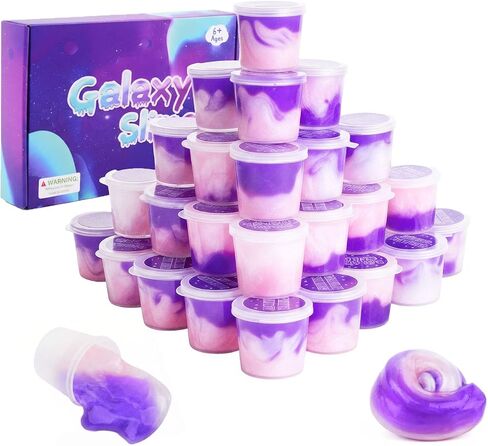 Slime Party Favors, 24 Pack Galaxy Slime Putty - Soft Stretchy Non-Sticky, Stress Relief Toy for Kids, for Classroom Reward, Space Party Favors, Birthday Favors in Kuwait
