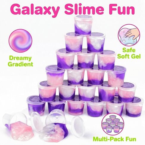 Slime Party Favors, 24 Pack Galaxy Slime Putty - Soft Stretchy Non-Sticky, Stress Relief Toy for Kids, for Classroom Reward, Space Party Favors, Birthday Favors in Kuwait