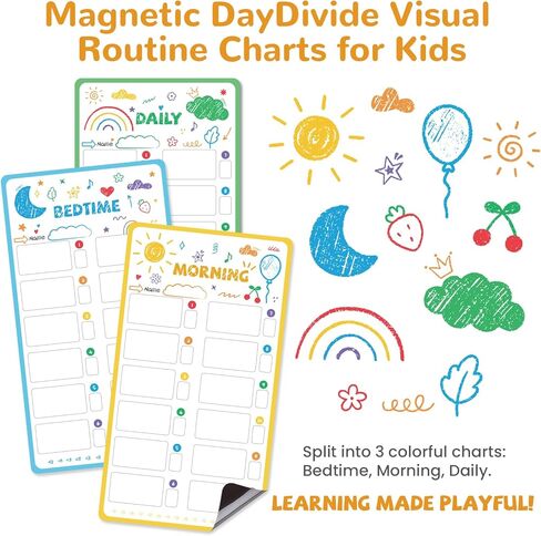 JJPRO Magnetic Bedtime/Morning/Daily Routine Chart for Kids with Reward Jar-Morning Routine Chart,Daily Checklist Reward Chart for Toddlers,Reward Jar for Kids,Cute Visual Schedule Board for Home in Kuwait
