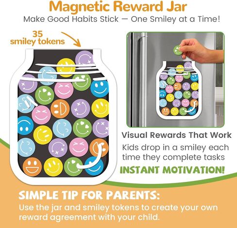 JJPRO Magnetic Bedtime/Morning/Daily Routine Chart for Kids with Reward Jar-Morning Routine Chart,Daily Checklist Reward Chart for Toddlers,Reward Jar for Kids,Cute Visual Schedule Board for Home in Kuwait
