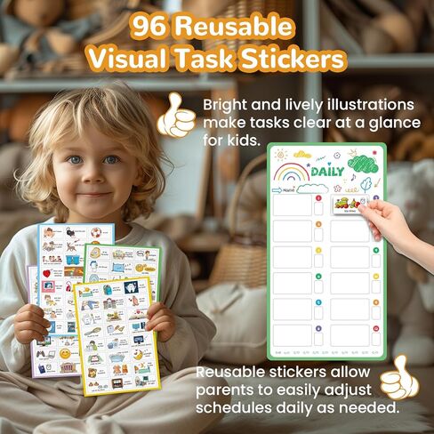 JJPRO Magnetic Bedtime/Morning/Daily Routine Chart for Kids with Reward Jar-Morning Routine Chart,Daily Checklist Reward Chart for Toddlers,Reward Jar for Kids,Cute Visual Schedule Board for Home in Kuwait