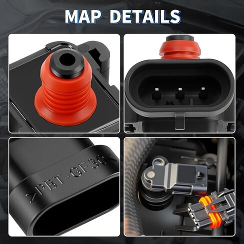 مستشعر الضغط المطلق المنوع MAP مناسب لسيارة Chevy Silverado 1500 HD 2500 HD 3500 HD Impala Tahoe GMC Sierra 1500 2500 3500 GMC Yukon Pontiac Grand Prix Buick Lesabre Regal 213-4434 16187556 in Kuwait