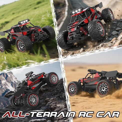 High Speed 30+KM/H Remote Control Car, 1:14 RC Cars for Boys Age 8-12, 2.4 GHz All Terrain RC Truck, Ideal Gifts Off-Road RC Car for Adults Kids with 2 Rechargeable Batteries in Kuwait