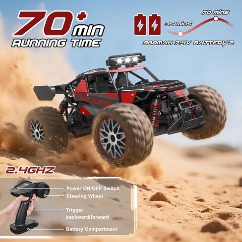 High Speed 30+KM/H Remote Control Car, 1:14 RC Cars for Boys Age 8-12, 2.4 GHz All Terrain RC Truck, Ideal Gifts Off-Road RC Car for Adults Kids with 2 Rechargeable Batteries in Kuwait