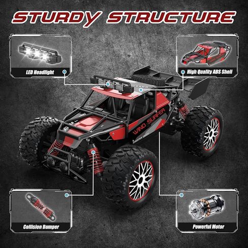 High Speed 30+KM/H Remote Control Car, 1:14 RC Cars for Boys Age 8-12, 2.4 GHz All Terrain RC Truck, Ideal Gifts Off-Road RC Car for Adults Kids with 2 Rechargeable Batteries in Kuwait