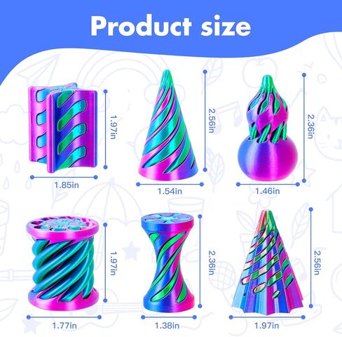 6 Pack Spiral Cone Fidget Toys - Impossible Pyramid Pass Through 3D Printed Toy Impossible Cone 3D Printed Mini Sensory Toy for Stress Relief Anxiety, Desktop Decoration Gifts for Adults Teens Kids in Kuwait