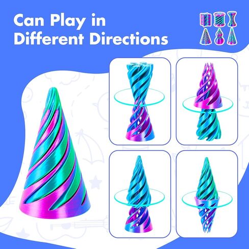 6 Pack Spiral Cone Fidget Toys - Impossible Pyramid Pass Through 3D Printed Toy Impossible Cone 3D Printed Mini Sensory Toy for Stress Relief Anxiety, Desktop Decoration Gifts for Adults Teens Kids in Kuwait