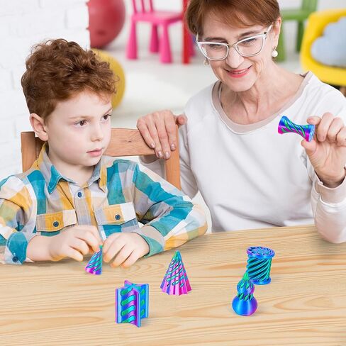 6 Pack Spiral Cone Fidget Toys - Impossible Pyramid Pass Through 3D Printed Toy Impossible Cone 3D Printed Mini Sensory Toy for Stress Relief Anxiety, Desktop Decoration Gifts for Adults Teens Kids in Kuwait