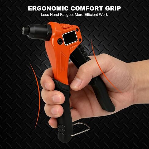 Rivet Gun Kit, 4-in-1 Pop Rivet Gun Kit for Metal, Single Hand Riveter, with 200 Blind Rivet (3/32'' 1/8'' 5/32'' 3/16''), Include 4 Toolless Rivet Heads & 4 Drill Bits, Carrying Case in Kuwait