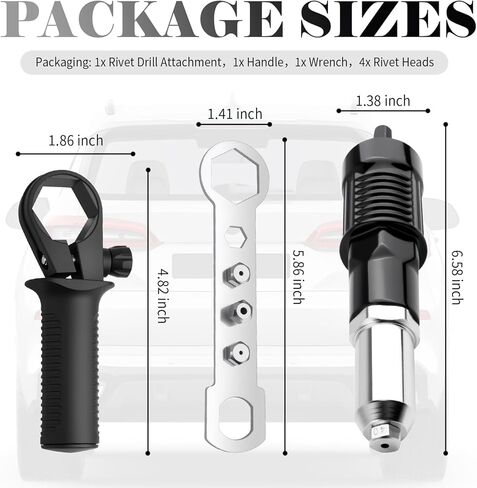 2026 New Rivet Gun Adapter for Drill Kit,Professional Rivet Drill Attachment for Cordless Electric Power Drills,Rivets Adapter for Drills Kit with Removable Handles & 4 Rivets Heads in Kuwait