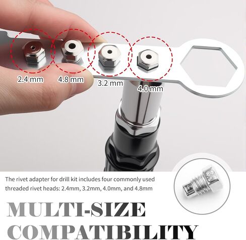 2026 New Rivet Gun Adapter for Drill Kit,Professional Rivet Drill Attachment for Cordless Electric Power Drills,Rivets Adapter for Drills Kit with Removable Handles & 4 Rivets Heads in Kuwait