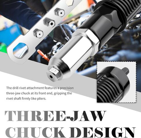 2026 New Rivet Gun Adapter for Drill Kit,Professional Rivet Drill Attachment for Cordless Electric Power Drills,Rivets Adapter for Drills Kit with Removable Handles & 4 Rivets Heads in Kuwait