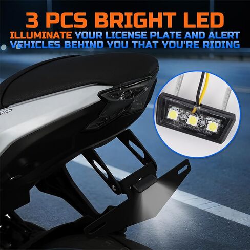 Fender Eliminator for Ninja 650, Z650, EX650, Ninja 650 KRT 2017-2025, License Plate Holder Bracket Tail Tidy Kit with Light Compatible with Kawasaki in Kuwait