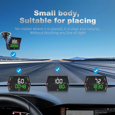 Dyno Racing GPS HUD عداد السرعة الرقمي، السرعة، وقت القيادة، تراكم الأميال، مسافة السفر، الوقت المتسارع، حساس للضوء التلقائي، إنذار السرعة الزائدة، إنذار القيادة التعب طاقة USB in Kuwait