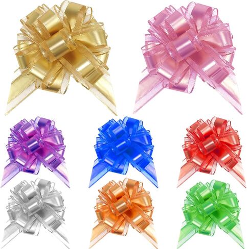 8 PCS Pull Bows for Gift Wrapping,6.3 Inch Large Gift Bows,Reusable Gift Wrapping Bows,Pull Bow use for Birthday Decorations,Wrapping Boxes,Decorative Accents(Colorful) in Kuwait