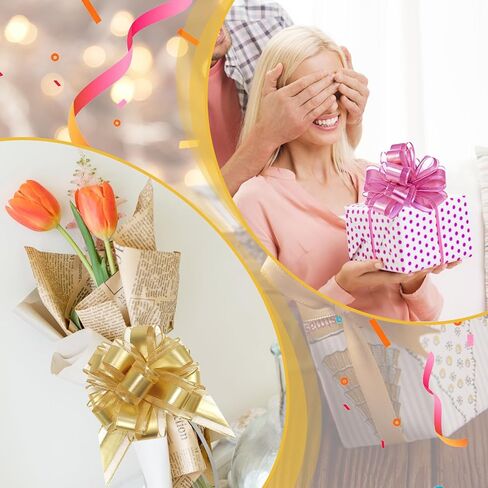 8 PCS Pull Bows for Gift Wrapping,6.3 Inch Large Gift Bows,Reusable Gift Wrapping Bows,Pull Bow use for Birthday Decorations,Wrapping Boxes,Decorative Accents(Colorful) in Kuwait