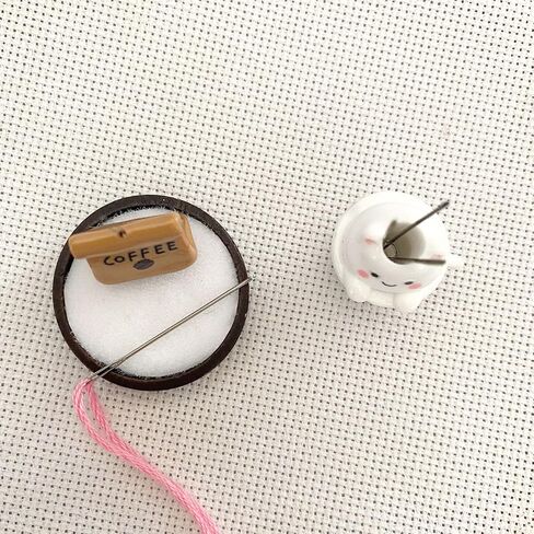 Cup Cat Magnetic Needle Holder White Round Needle Minder and Coffee Threader for Cross Stitch Sewing Needlework Craft Supplies in Kuwait