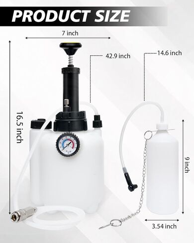 Brake Bleeder Kit with 3L Pressure Pump, 1L Catch Bottle, Fluid Dropper, Manual Brake Fluid Bleeder with Upgraded Adapters (43.5/45/49.5/50.7mm) for Master Cylinders, One-Person Use in Kuwait