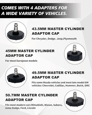 Brake Bleeder Kit with 3L Pressure Pump, 1L Catch Bottle, Fluid Dropper, Manual Brake Fluid Bleeder with Upgraded Adapters (43.5/45/49.5/50.7mm) for Master Cylinders, One-Person Use in Kuwait