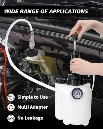 Brake Bleeder Kit with 3L Pressure Pump, 1L Catch Bottle, Fluid Dropper, Manual Brake Fluid Bleeder with Upgraded Adapters (43.5/45/49.5/50.7mm) for Master Cylinders, One-Person Use in Kuwait