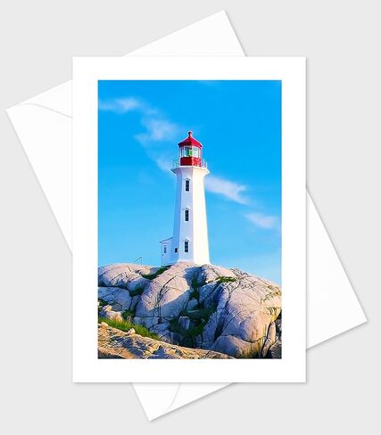 Classic Lighthouse Greeting Cards - Set of 12 All Occasion 5x7 Note Cards with Envelopes. Blank Inside. Amazing Nautical and Ocean Scene. Makes a Great Gift. in Kuwait