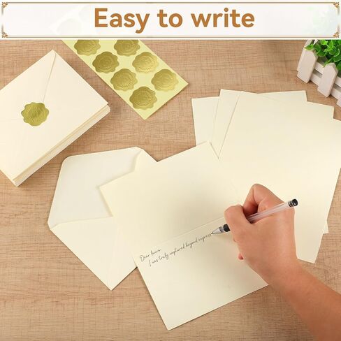 AZUREAL Note Cards with Envelopes 30P, A6 Cards and Envelopes with Matching Stickers, Folded Blank Thank You Cards for Wedding, Invitations, Baby Showers, Birthday, Business(Cream) in Kuwait