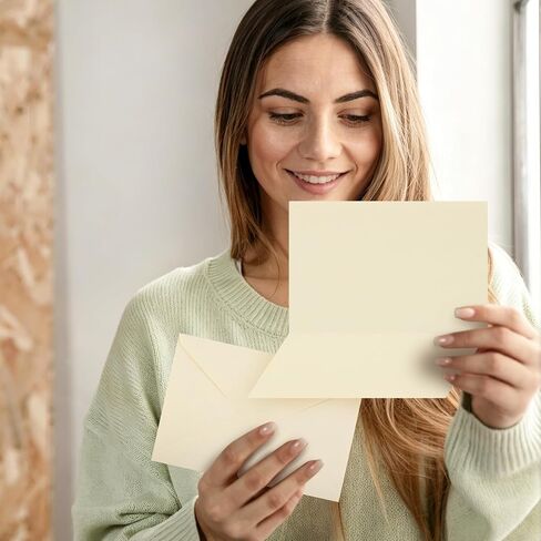 AZUREAL Note Cards with Envelopes 30P, A6 Cards and Envelopes with Matching Stickers, Folded Blank Thank You Cards for Wedding, Invitations, Baby Showers, Birthday, Business(Cream) in Kuwait