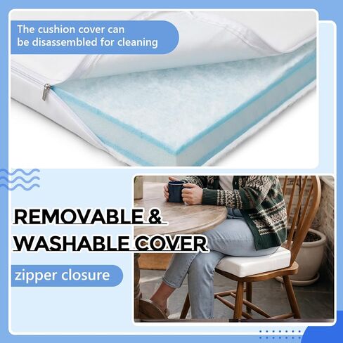 SiliFine 4 Pcs Memory Foam Chair Replacement, 5 Layer High Density Upholstery Foam Chair Memory Foams Cushion, 18"x18"x2" Square Foams with Removable Cover, DIY Cut for Chairs in Kuwait