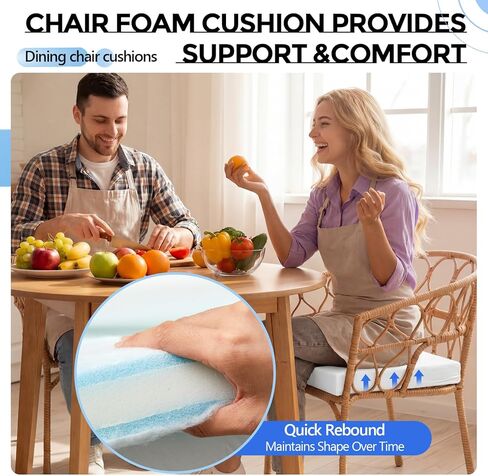 SiliFine 4 Pcs Memory Foam Chair Replacement, 5 Layer High Density Upholstery Foam Chair Memory Foams Cushion, 18"x18"x2" Square Foams with Removable Cover, DIY Cut for Chairs in Kuwait