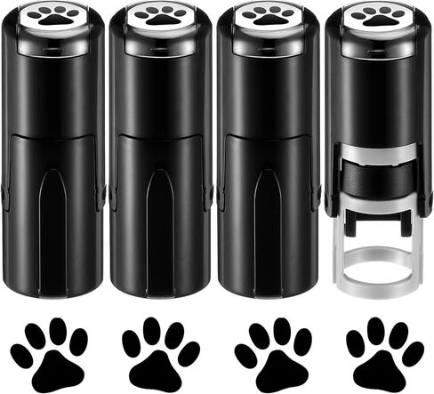 MiniInflat 4 Pack Paw Print Stamp Animal Dog Paw Print Stamper Mini Black Self Inking Stamps for Classroom Party Educational Learning Activities Supplies in Kuwait