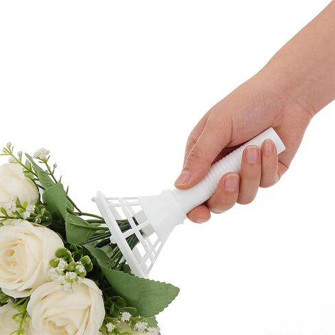 DIY Bridal Bouquet Holder, 2Pcs White Handheld Floral Handle for Wedding Flower Arrangement Bouquet Holder for Bride Wedding Floral Holder in Kuwait