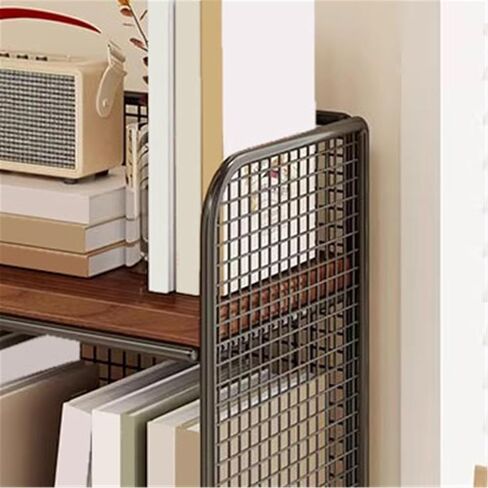 Bookcase Double Layer Iron Desk Storage Organizer, Home Bookshelf Display Rack Modern in Kuwait