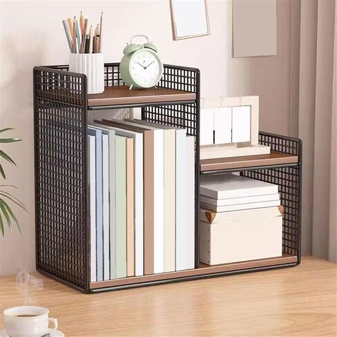 Bookcase Tabletop Iron Multifunctional Storage Rack Bookshelf for Office Home Modern in Kuwait