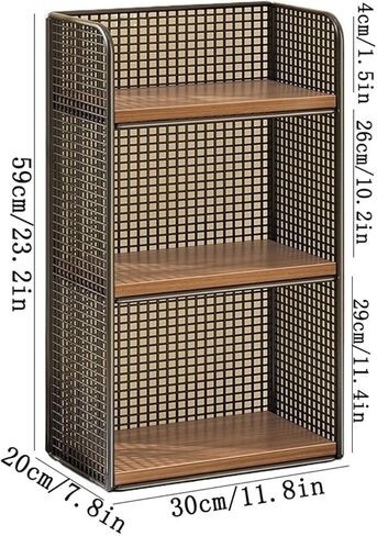 Bookcase Three Layer Vertical Desktop Iron Office Bookshelf Home Organizer Shelf Modern in Kuwait