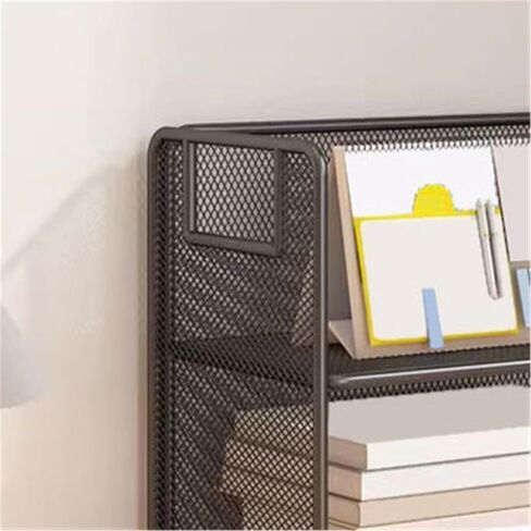 Bookcase Hollowed-Out Grid Iron Bookshelf Office Minimalist Two Layers Storage Rack Modern in Kuwait