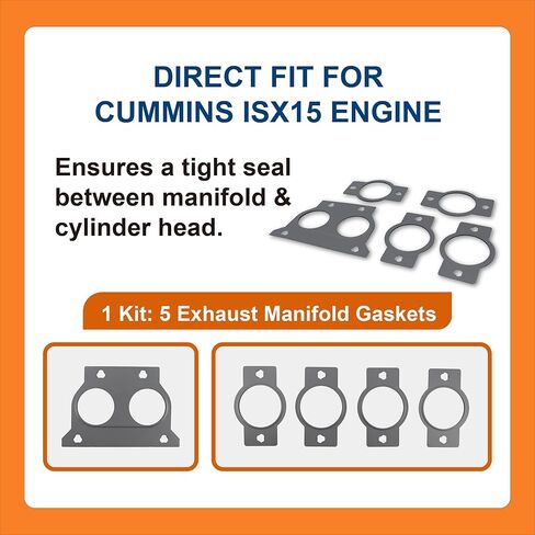 BTS-ISXEXHKIT Exhaust Manifold Gasket Kit, Compatible with Cummins ISX15, Aftermarket Replacement for OEM #3682710, #3682940, Kit de Juntas del Colector de Escape in Kuwait