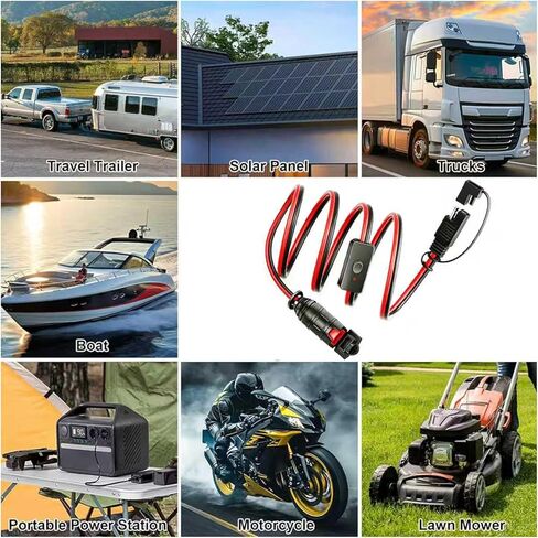 كابل تمديد SAE متوافق مع شاحن البطاريات الذكي NOCO Genius، 12 بوصة - 14 AWG، كابل موصل SAE، مناسب للدراجات النارية/ATVs/UTVs/السيارات in Kuwait