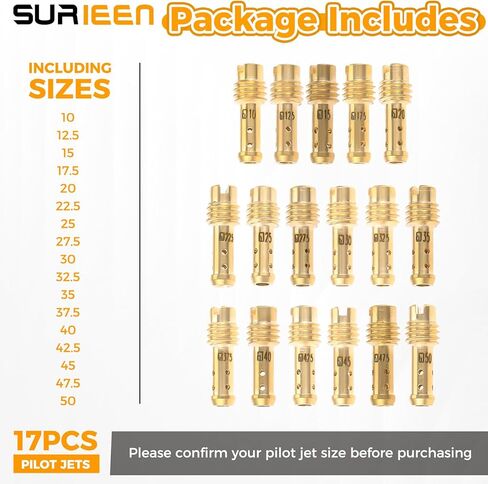 Pilot Jet Slow Jet Kit, Replacement for Mikuni VM TM Carburetors VM22/210 10# ~ 50# (17PCS) in Kuwait