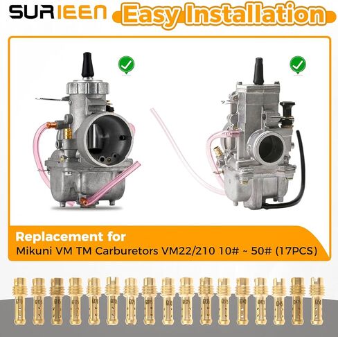Pilot Jet Slow Jet Kit, Replacement for Mikuni VM TM Carburetors VM22/210 10# ~ 50# (17PCS) in Kuwait